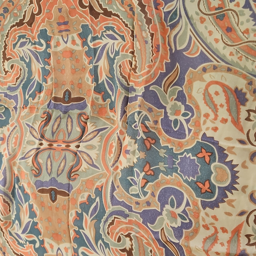 Vintage Linda Davis Silk Paisley & Floral Scarf 70"X20" Made In KOREA - Picture 4 of 8